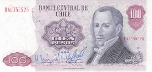 100 Pesos p152b Chile 1983
